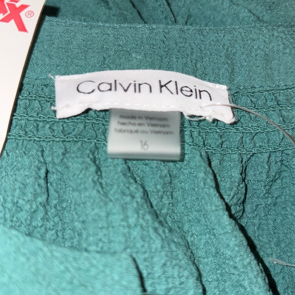 Calvin Klein Women's Split-Neck Tiered A-Line Dress - Picture 6 of 6